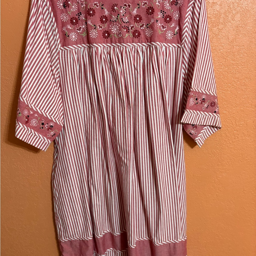 Vintage Bechamel Pink Floral Embroidered Dress